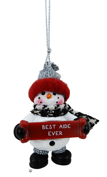 Cozy Snowman Ornament - Best Aide Ever
