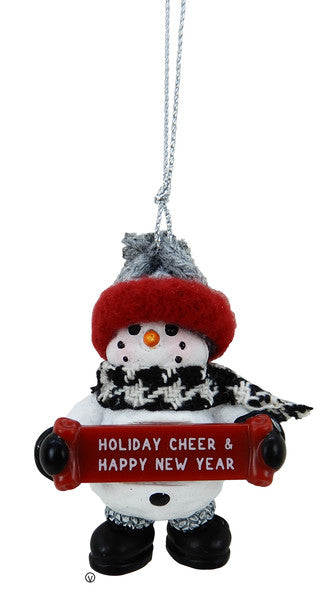 Cozy Snowman Ornament - Holiday Cheer & Happy New Year
