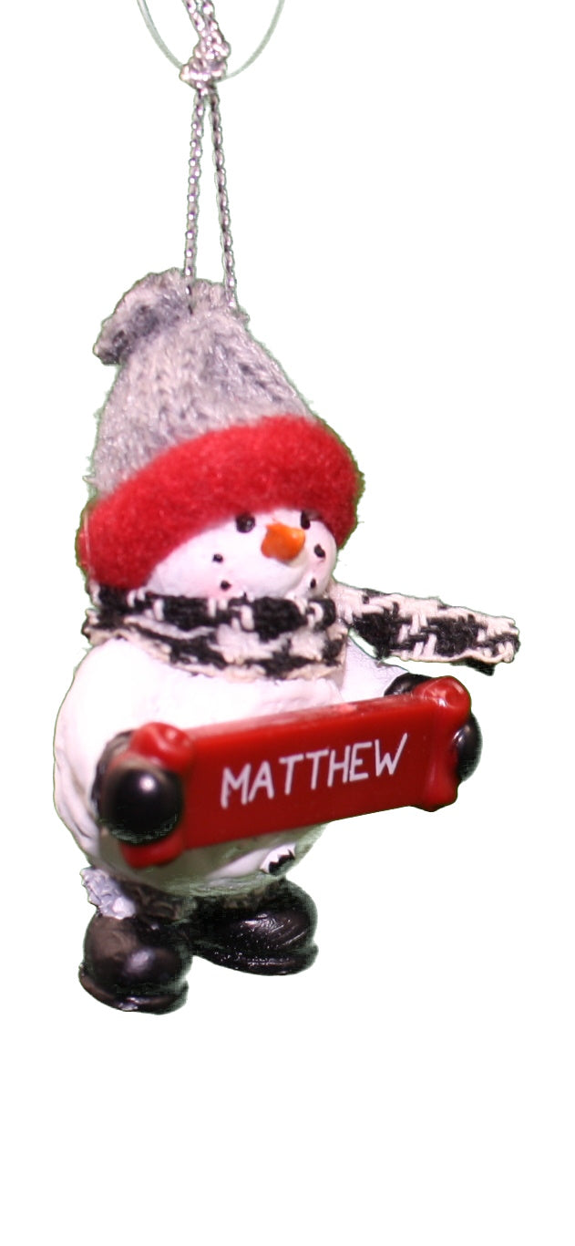Cozy Snowman Ornament (Letters G - R) -