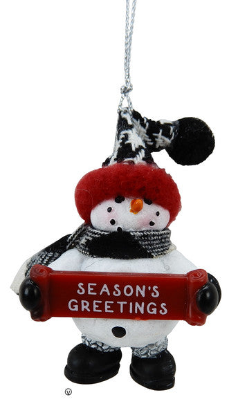 Cozy Snowman Ornament - Season's Greetings