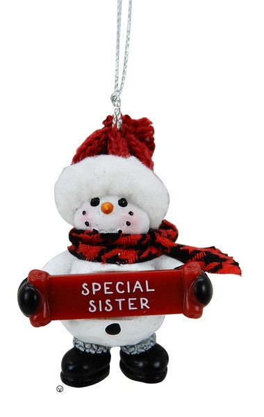 Cozy Snowman Ornament - Special Sister