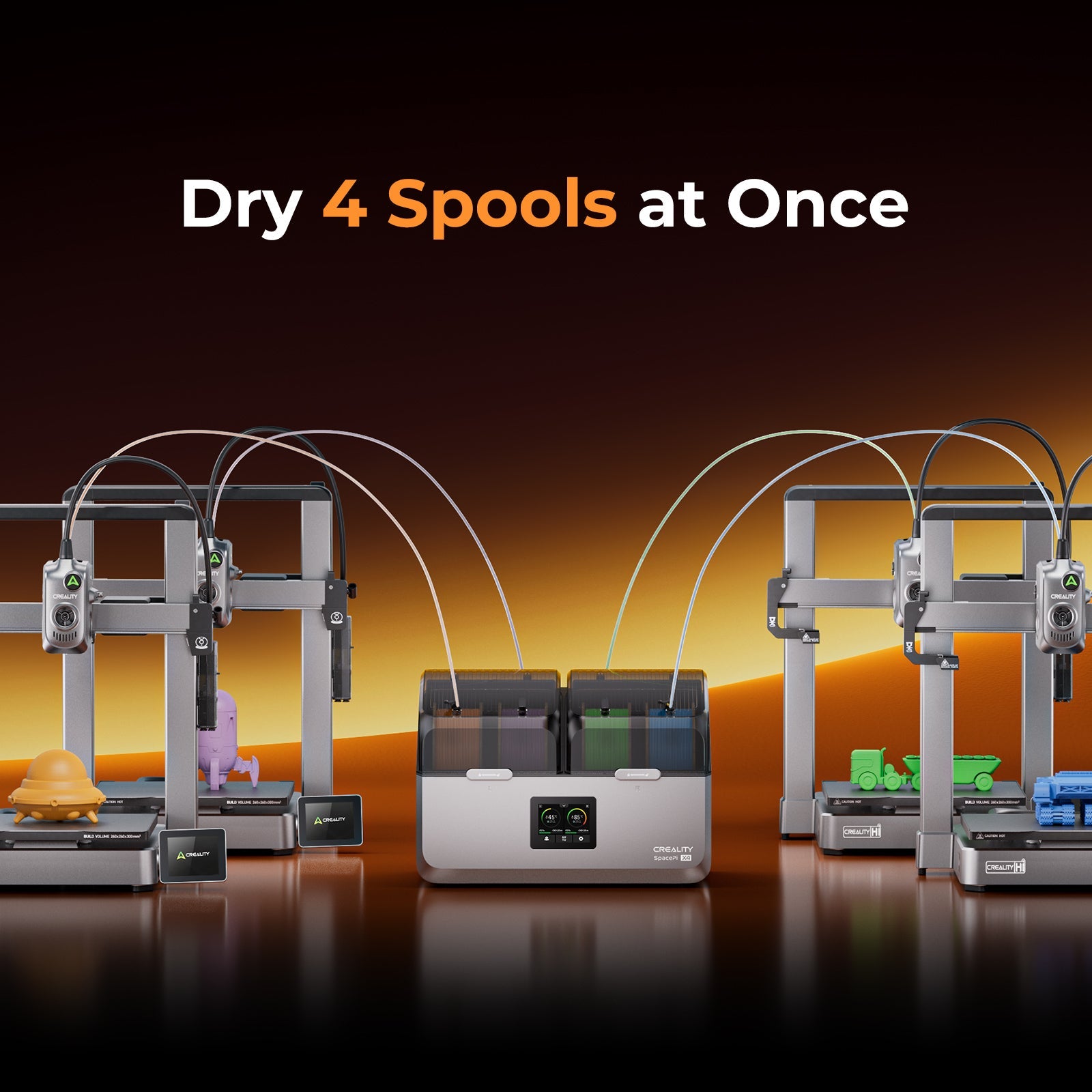 Creality SpacePi X4 4-Spool 85°C Dual Chamber Filament Dryer and Printer