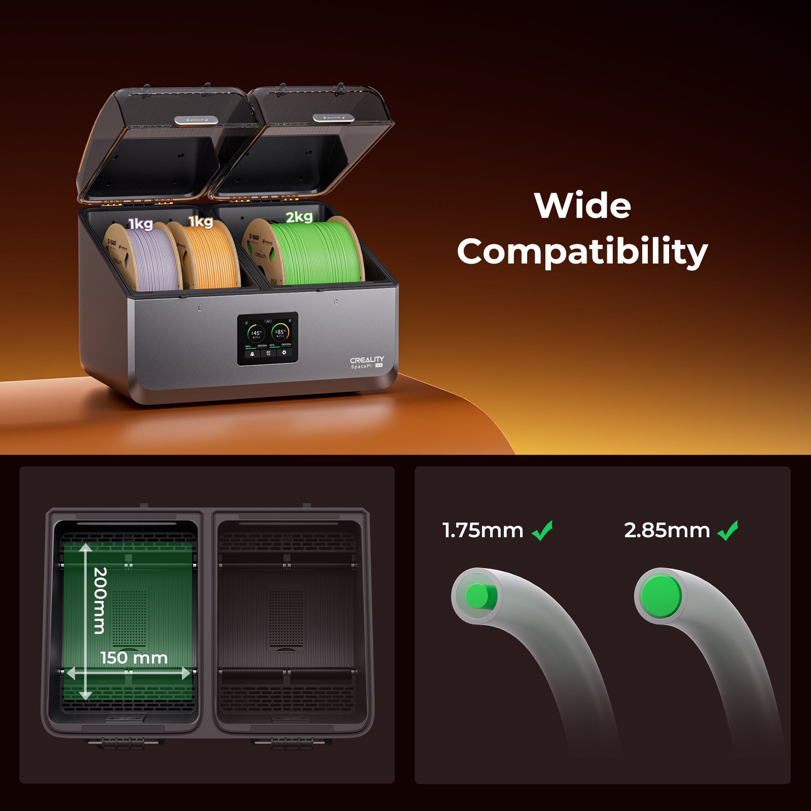 Creality SpacePi X4 4-Spool 85°C Dual Chamber Filament Dryer and Printer