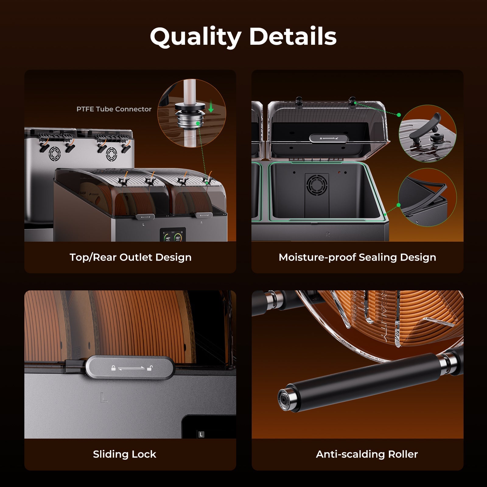 Creality SpacePi X4 4-Spool 85°C Dual Chamber Filament Dryer and Printer