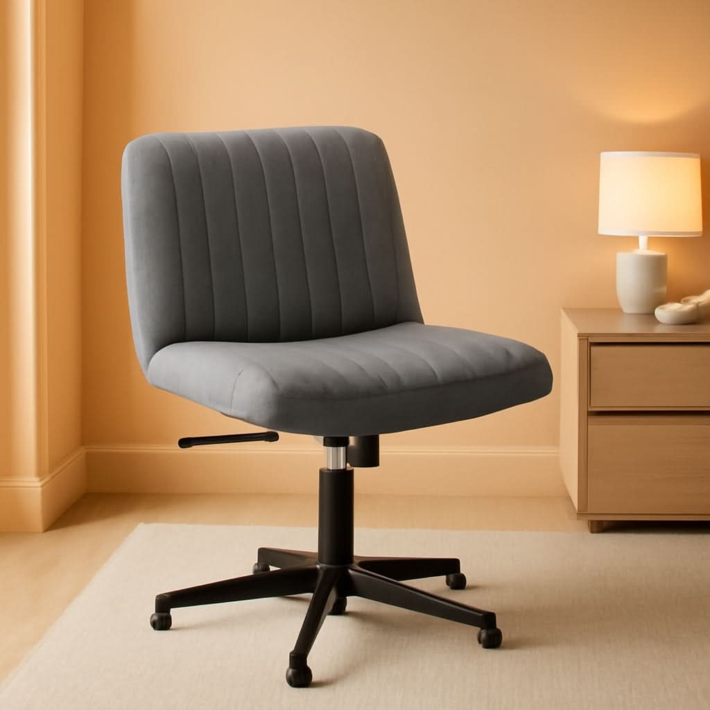 Criss Cross Armless Office Chair Height Adjustable Grey