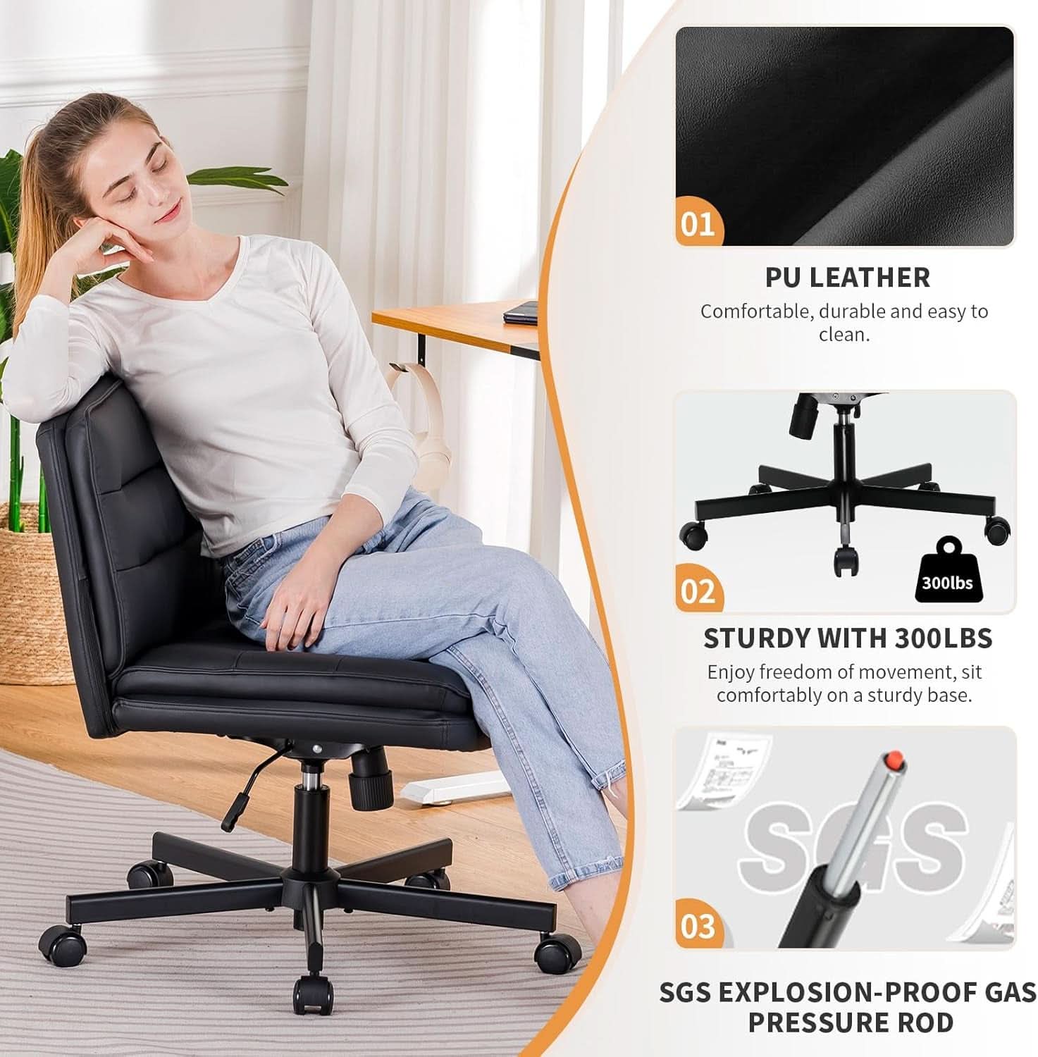 Criss Cross Office Chair Extra Wide Black For Home Office