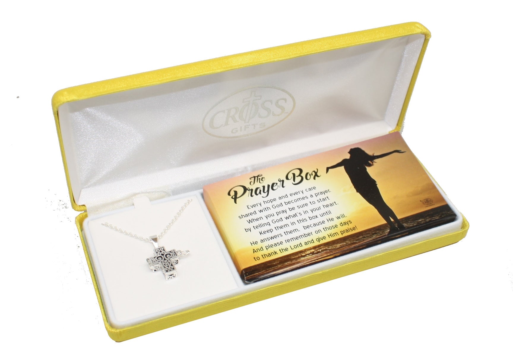 Cross Prayer Box Necklace with 18 Inch Chain