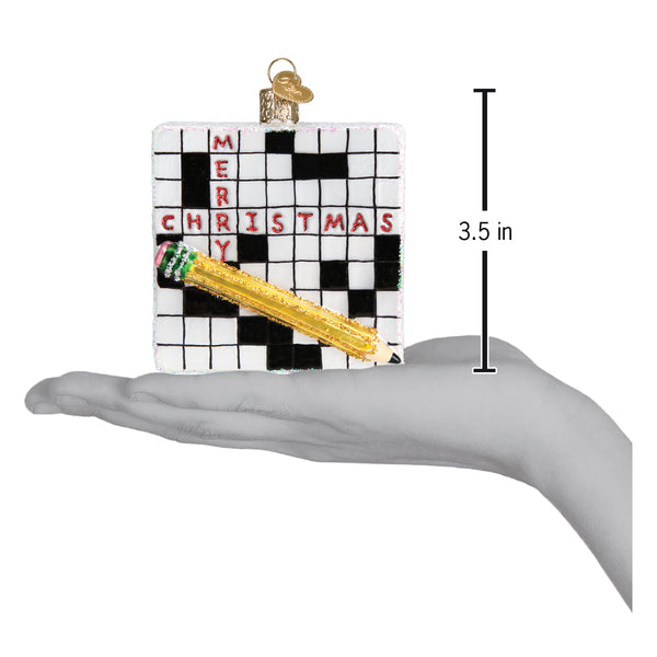 Crossword Puzzle Glass Ornament