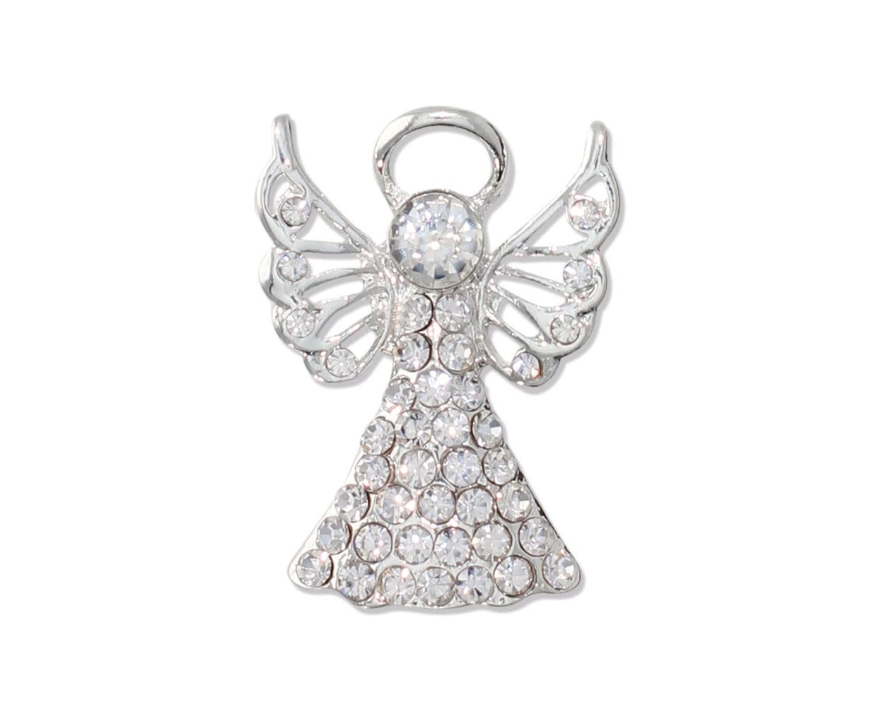 Crystal And Silver Angel - Pin