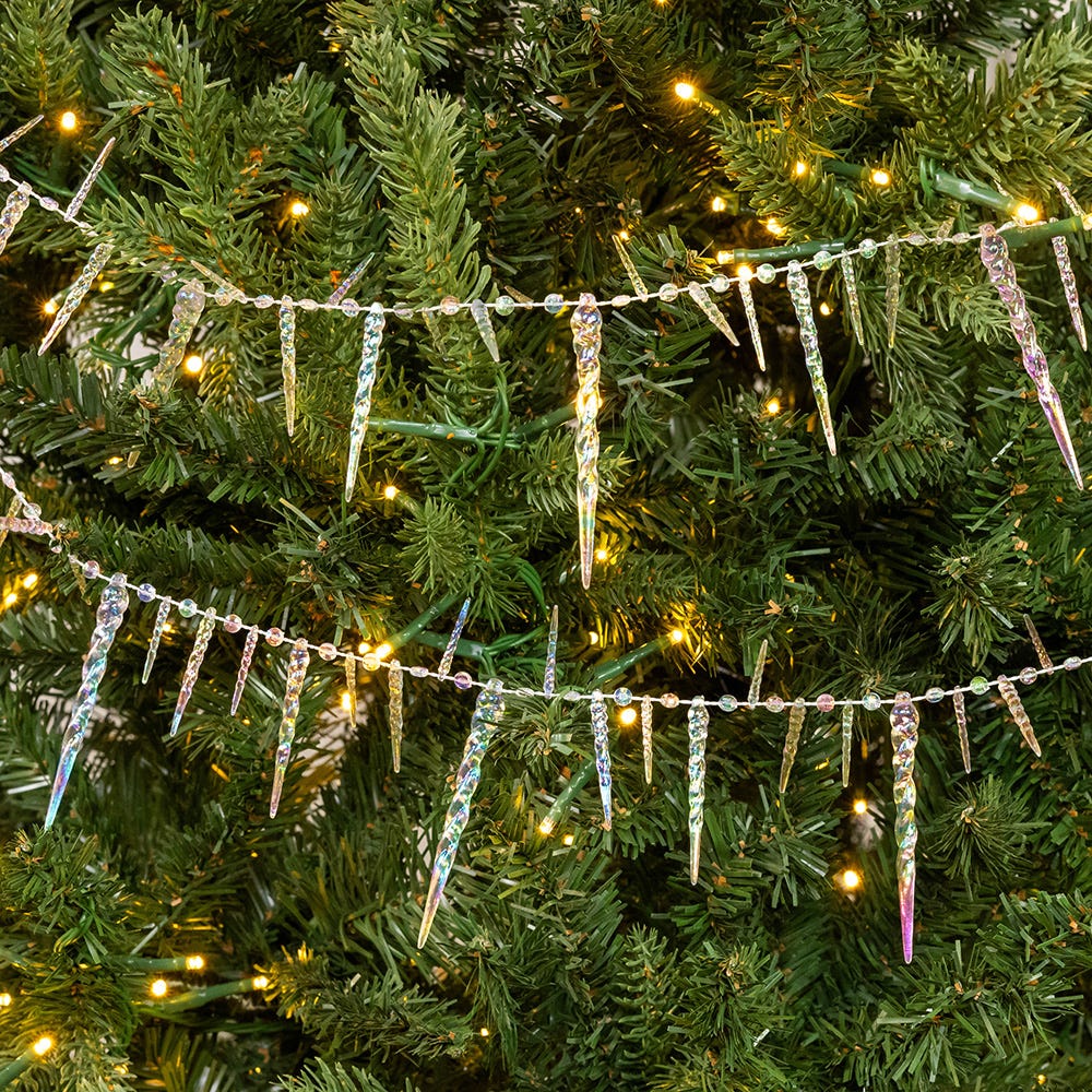 Crystal Clear Twisted Icicle Garland - 9 Foot
