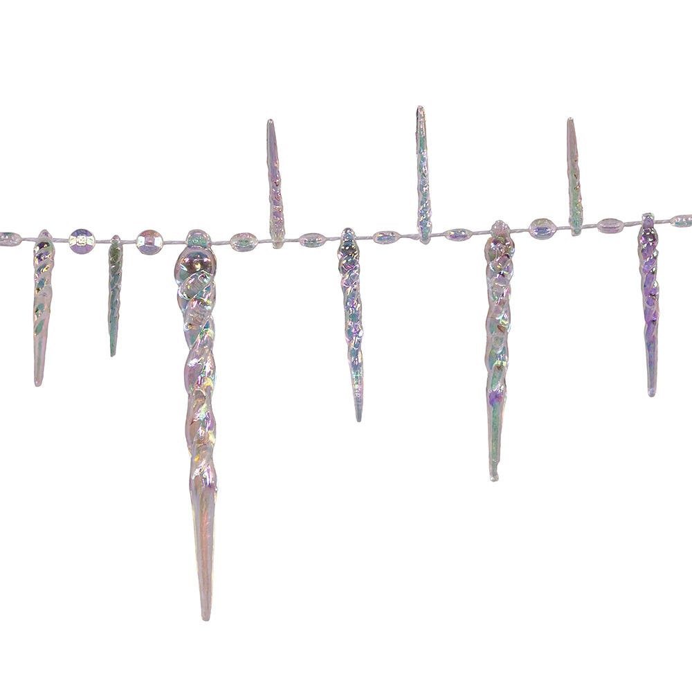 Crystal Clear Twisted Icicle Garland - 9 Foot