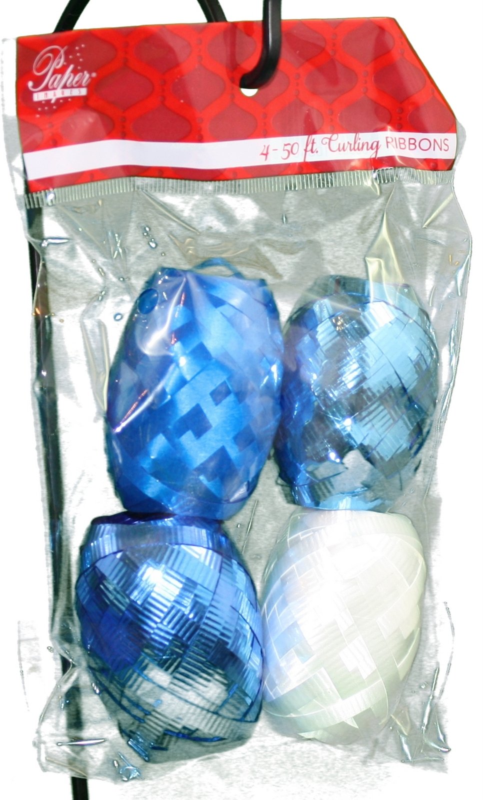 Curling Ribbon Eggs 4Pk - Blue(3)/Wht