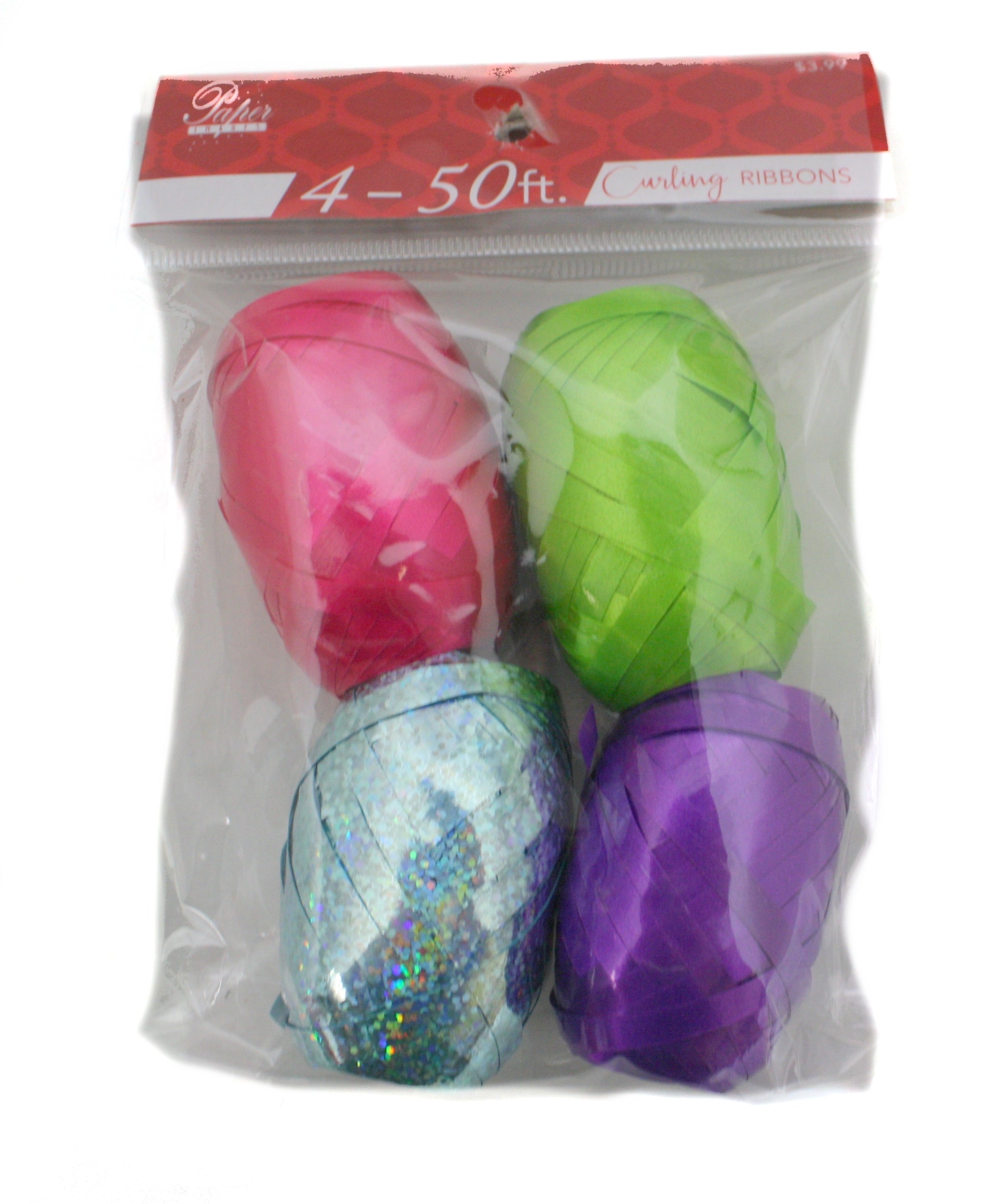 Curling Ribbon Eggs 4Pk - Blue(3)/Wht