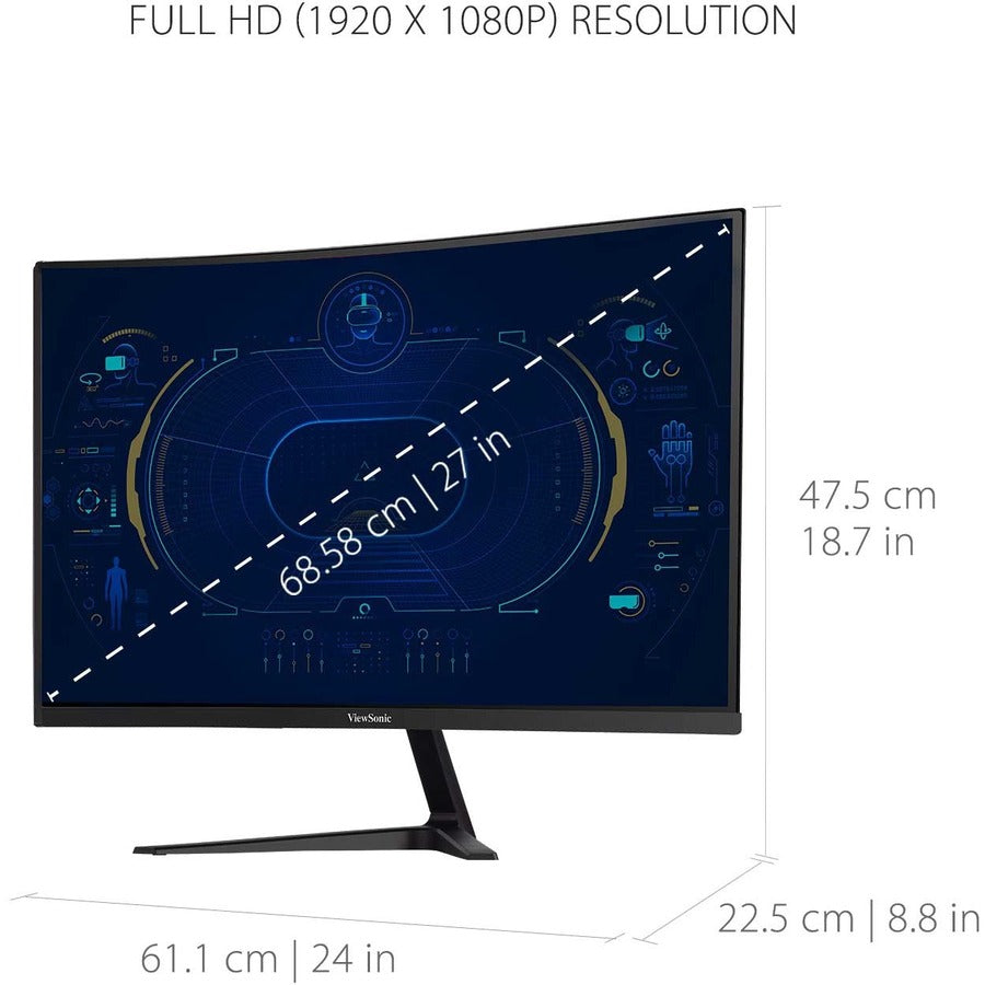 Curved Gaming Monitor - 27 Inch 180Hz 1ms FreeSync Premium Display | Tecisoft VX2718-PC-MHD