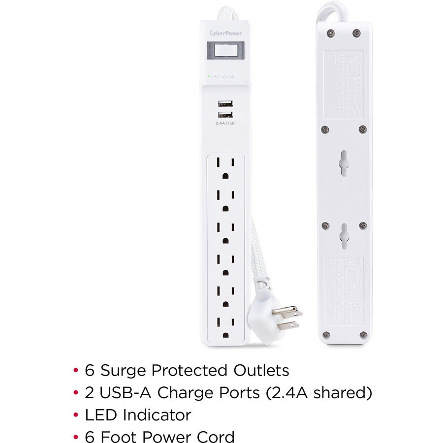 CyberPower Home Office P606URC2 6-Outlet Surge Suppressor/Protector