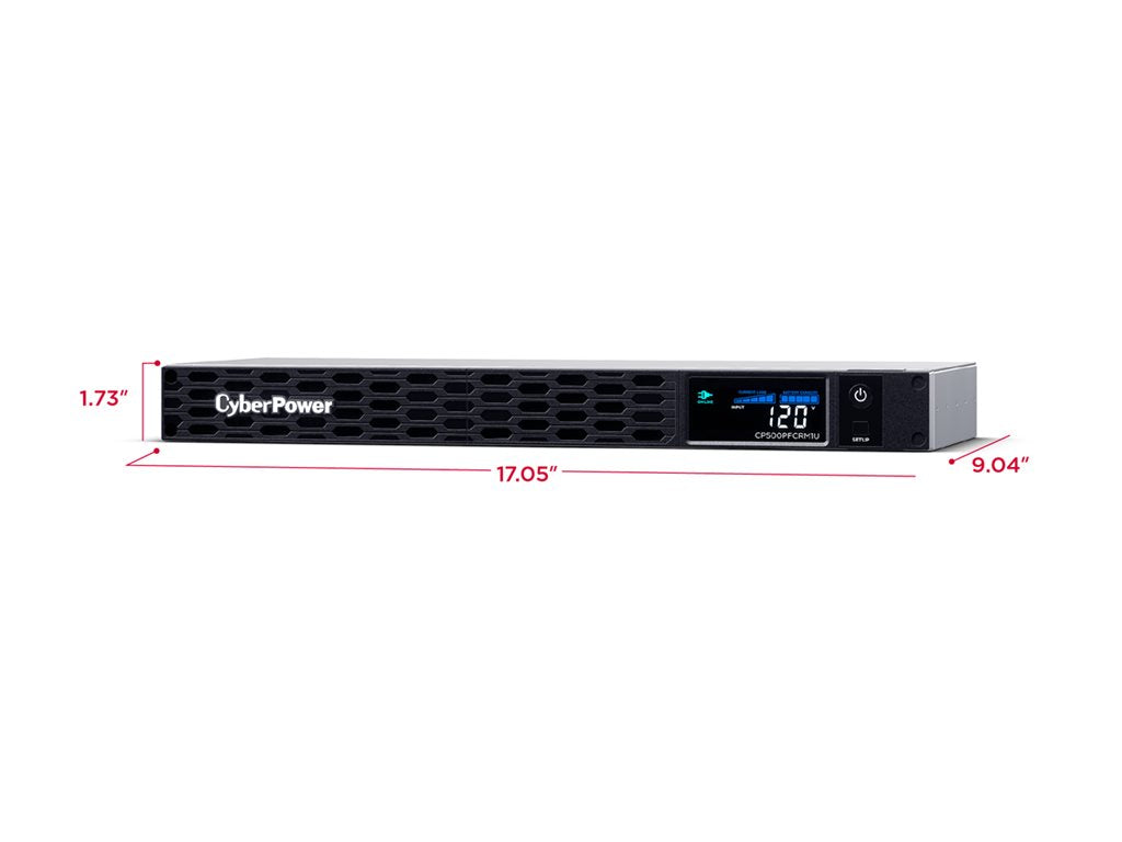 CyberPower PFC Sinewave Series CP500PFCRM1U - UPS (rack-mountable) - AC 120 V - 300 Watt - 500 VA - 7 Ah - USB, serial - output
