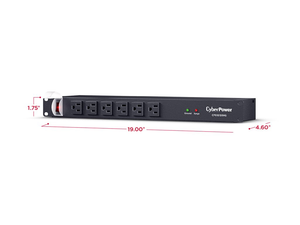 CyberPower Rackbar CPS1615RMS - Surge protector (rack-mountable) - AC 125 V - output connectors: 16 - 1U - 6 ft cord - black