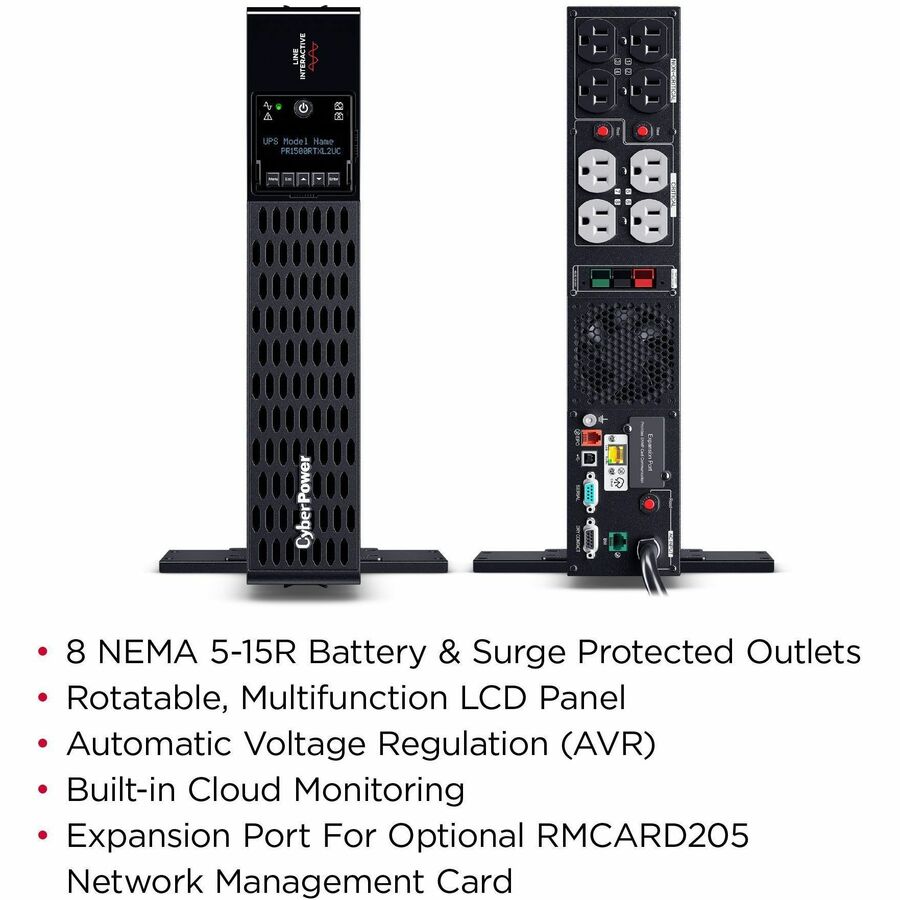 CyberPower Smart App Sinewave PR1500RTXL2UC 1500VA Rack/Tower UPS - 2U Rack/Tower - AVR -
