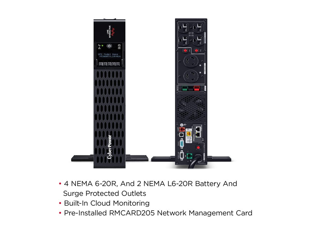 CyberPower Smart App Sinewave PR3000RTXL2UHVACN - UPS (rack-mountable / external) - AC 200-240 V - 3000 Watt - 3000 VA - 6 Ah