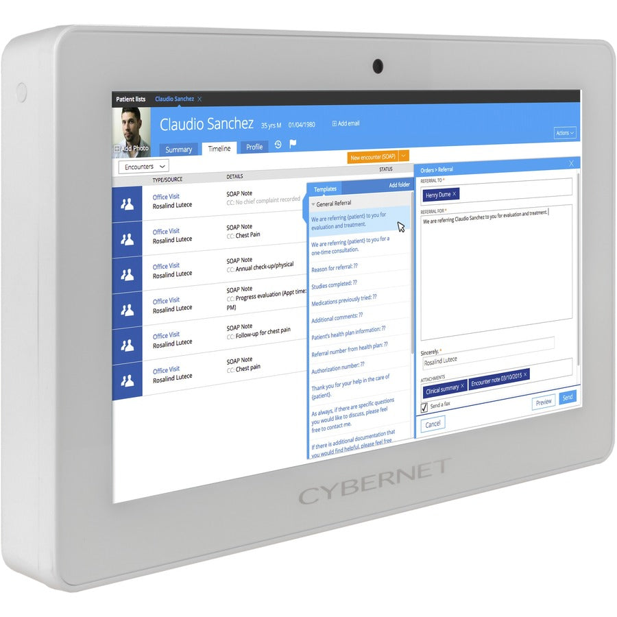 Cybernet CyberMed M M12 All-in-One Computer - Intel Celeron J1900 - 8 GB - 128 GB SSD - 11.6 Full HD Touchscreen - Desktop - White" CYBERMED-M12