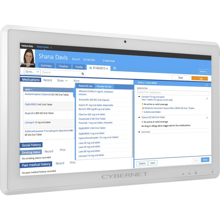 Cybernet M Cybermed-M22 All-In-One Computer - Intel Celeron J1900 Quad-Core (4 Core) 2.42 Ghz - 8 Gb Ram Ddr3L Sdram - 128 Gb Ssd - 21.5" Full Hd 1920 X 1080 Touchscreen Display - Desktop - White