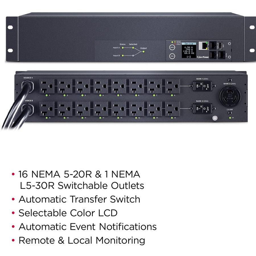 Cyberpower Metered Ats Pdu Pdu44003 17-Outlets Pdu