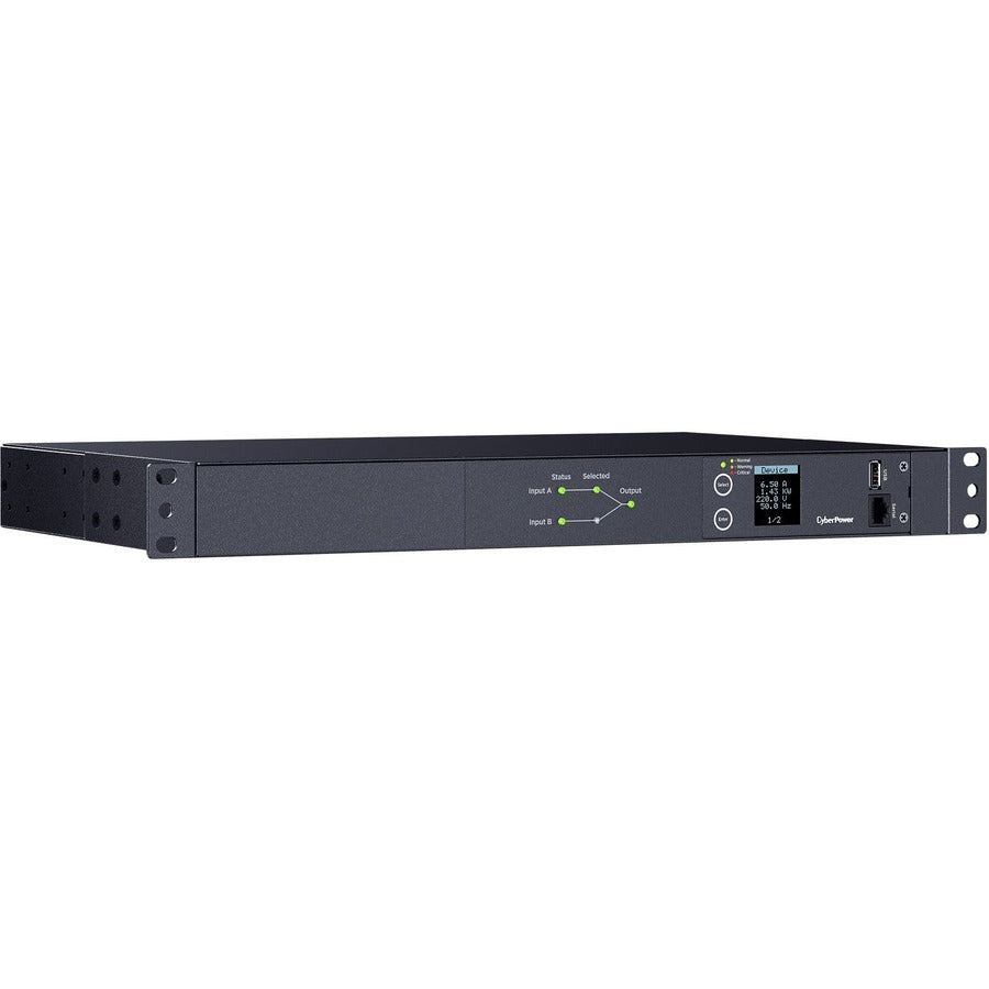 Cyberpower Metered Ats Series Pdu24005 - Power Distribution Unit (Rack-Mountable) - Ac 200-240 V - 1-Phase - Serial - Input: 2 X Iec 60320 C20 - Output Connectors: 10 (8 X Iec 60320 C13, 2 X Iec 60320 C19) - 1U - 10 Ft Cord - Black