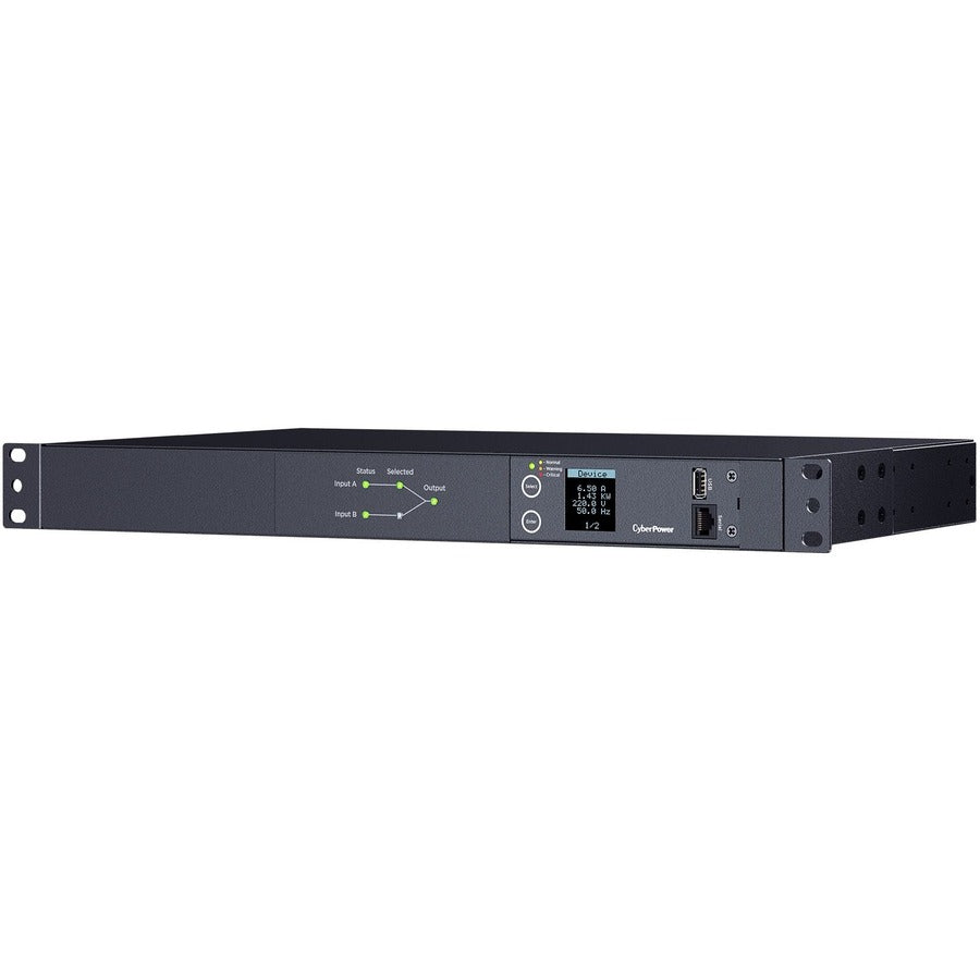 Cyberpower Metered Ats Series Pdu24005 - Power Distribution Unit (Rack-Mountable) - Ac 200-240 V - 1-Phase - Serial - Input: 2 X Iec 60320 C20 - Output Connectors: 10 (8 X Iec 60320 C13, 2 X Iec 60320 C19) - 1U - 10 Ft Cord - Black