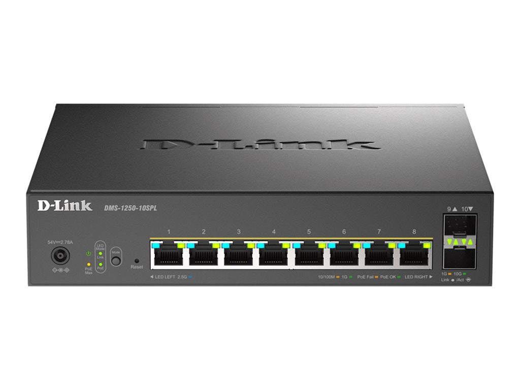 D-LINK DMS-1250-10SPL 10-Port Switch with 6kV Surge Protection & 802.3bt/af/at