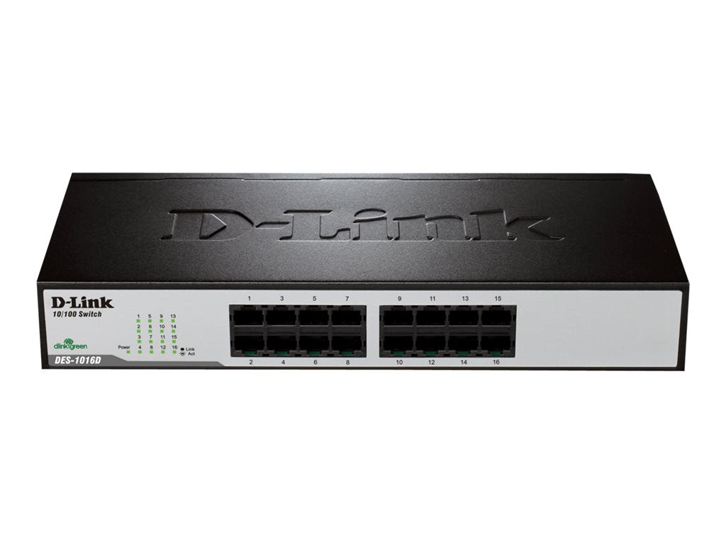 D-Link DES 1016D - Switch - unmanaged - 16 x 10/100 - desktop, rack-mountable DES-1016D