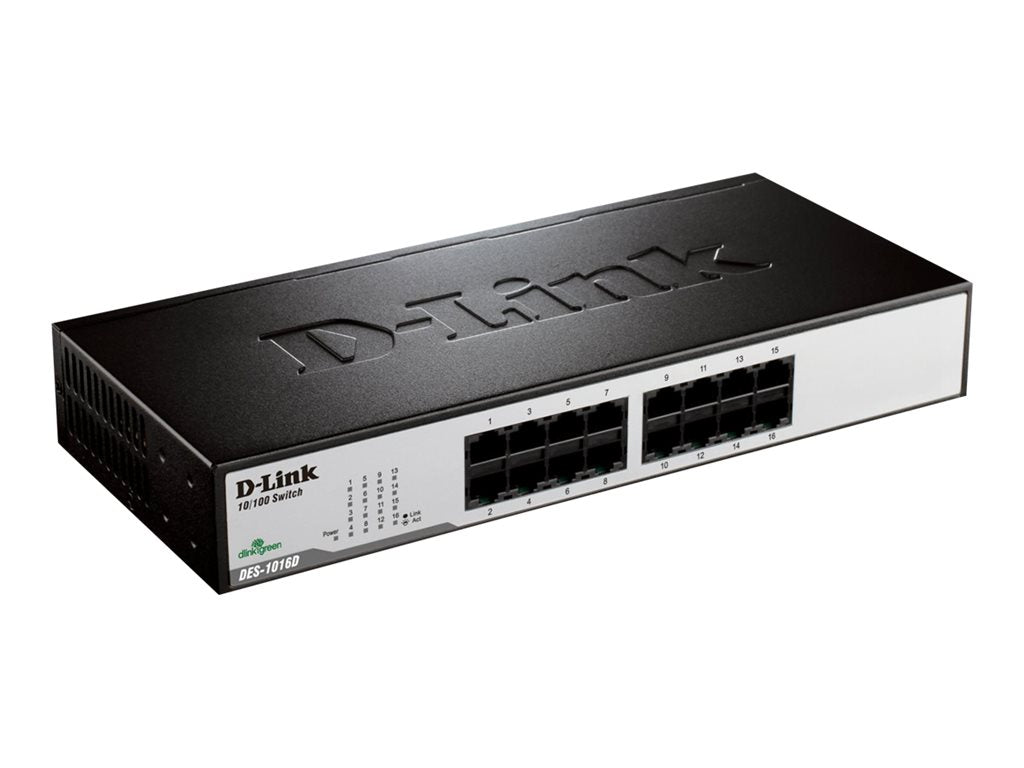 D-Link DES 1016D - Switch - unmanaged - 16 x 10/100 - desktop, rack-mountable DES-1016D