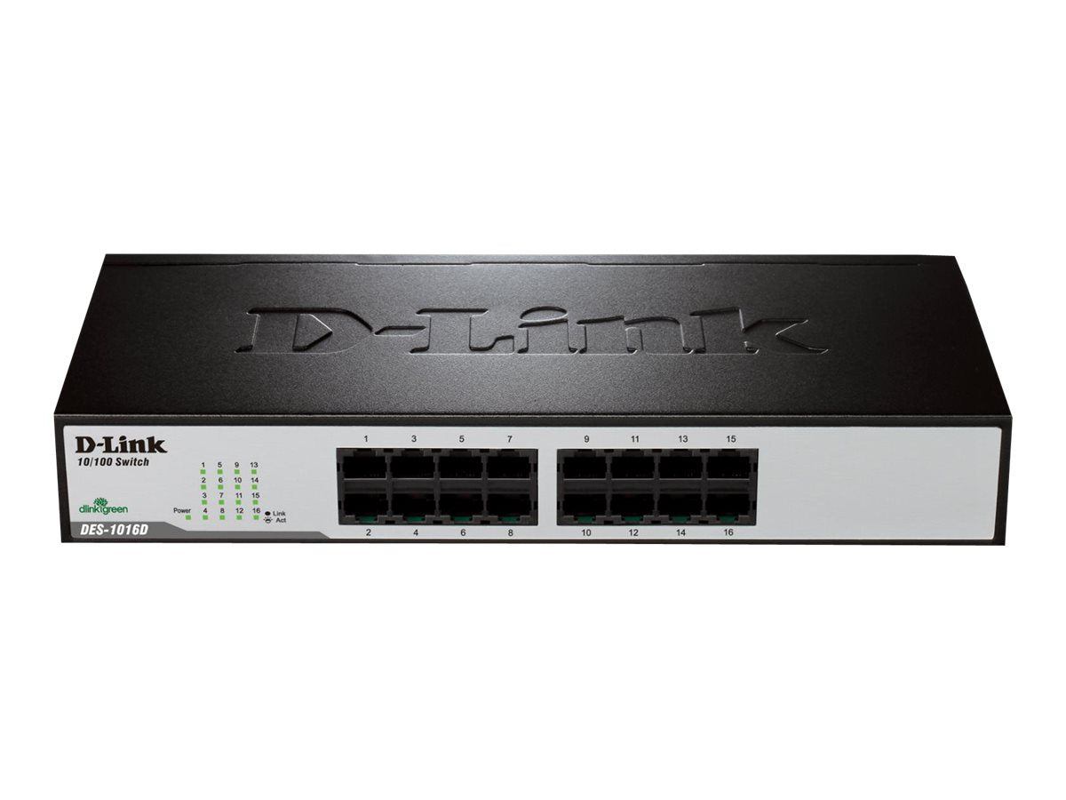 D-Link DES 1016D - Switch - unmanaged - 16 x 10/100 - desktop, rack-mountable DES-1016D