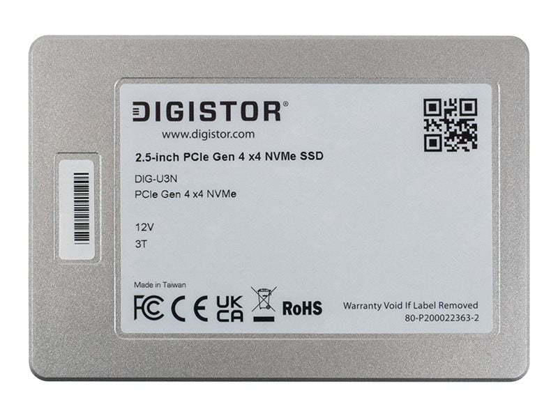 DIGISTOR - SSD - Mixed Use, High Performance - encrypted - 12.8 TB - 3 DWPD - internal - 2.5 - U.3 PCIe 4.0 x4 (NVMe) - 256-bit DIG-P4U30G30-12800