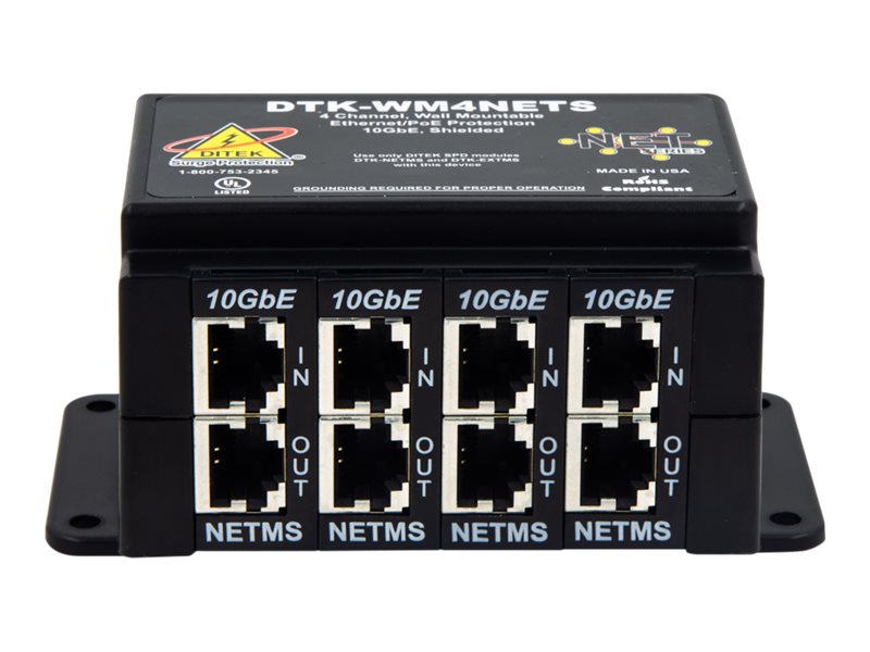 DITEK DTK-WM4NETS 4-Channel Wall Mount PoE+ Surge Protector
