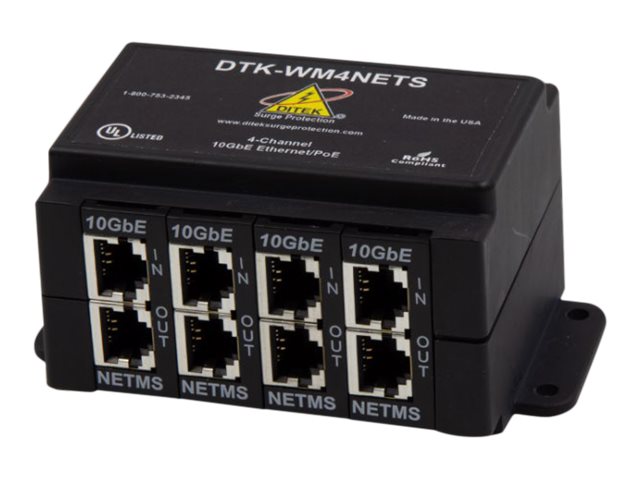 DITEK DTK-WM4NETS 4-Channel Wall Mount PoE+ Surge Protector