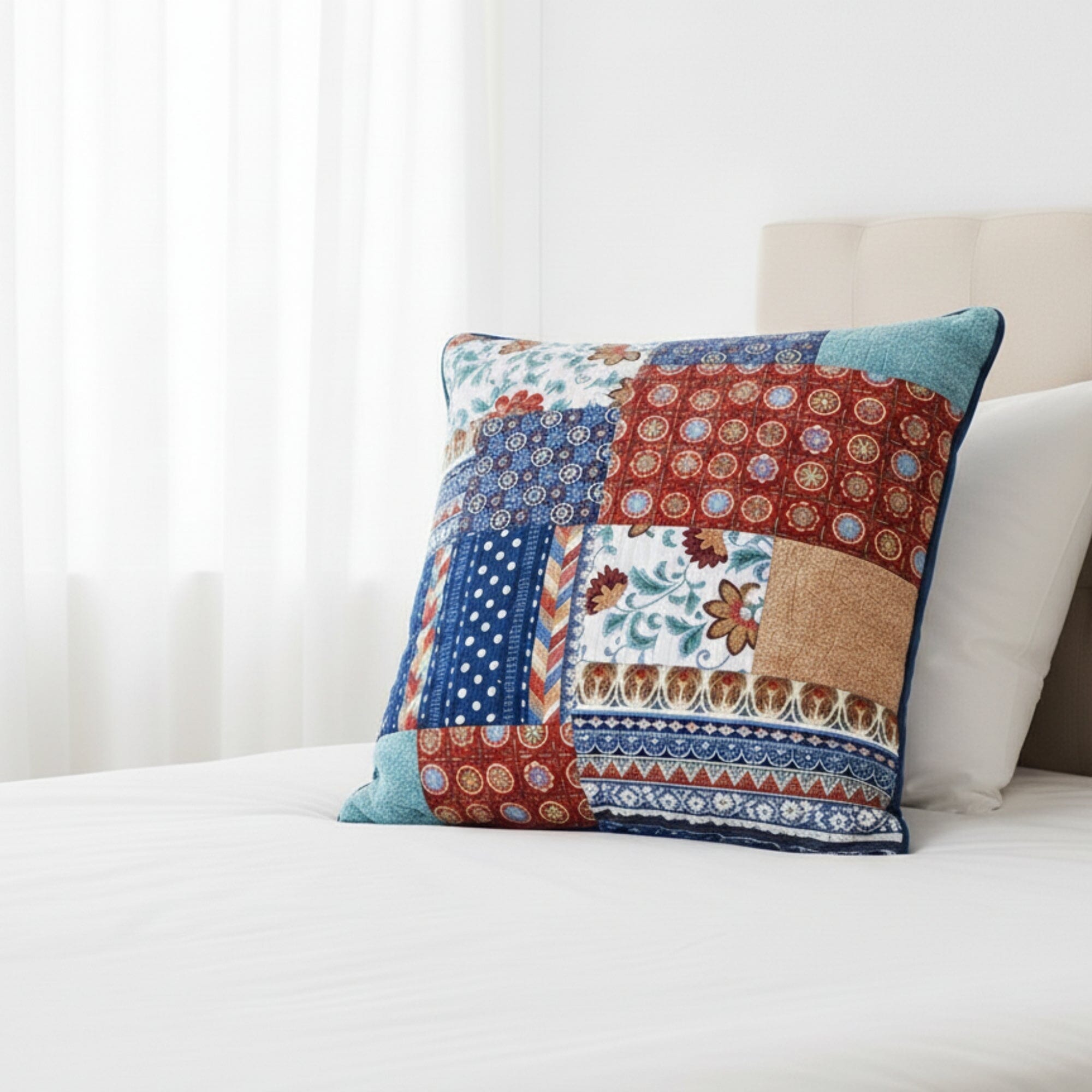 DaDa Bedding Bohemian Vibes Patchwork Floral Euro Pillow Sham Cover, 26" x 26" (JHW878)