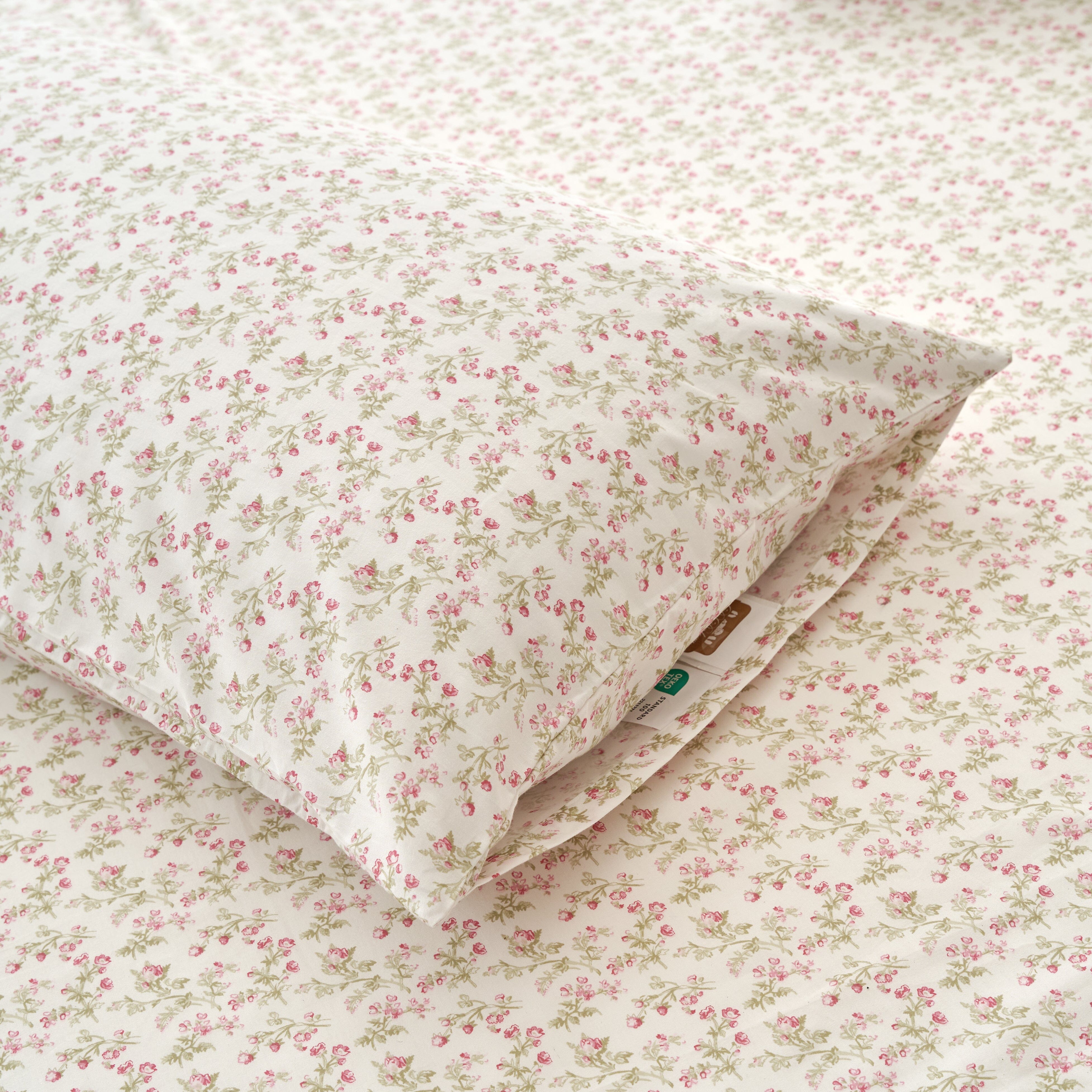 DaDa Bedding Collection Romantic Coquette Sheet Set - 100% Cotton [ Poplin Cotton ] Floral Fitted & Flat Sheets with Pillowcases - Deep Pocket Design - Soft, Breathable, Wrinkle-Resistant