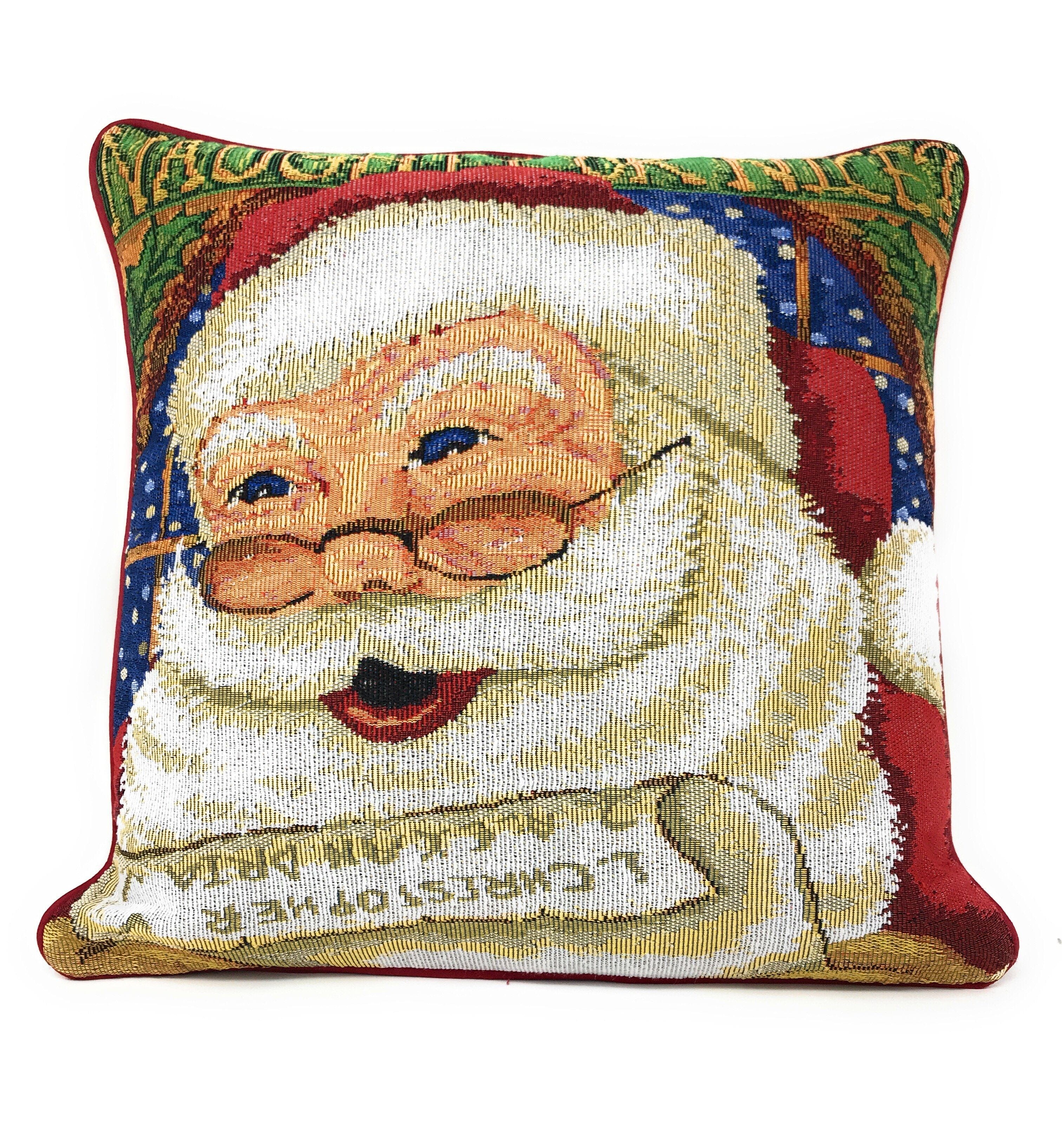 DaDa Bedding Set of 4 Pieces - Magical Santa Snowman Gingerbread Christmas Holiday Tapestry Throw Pillow Covers Bundle Pack - 16" x 16"