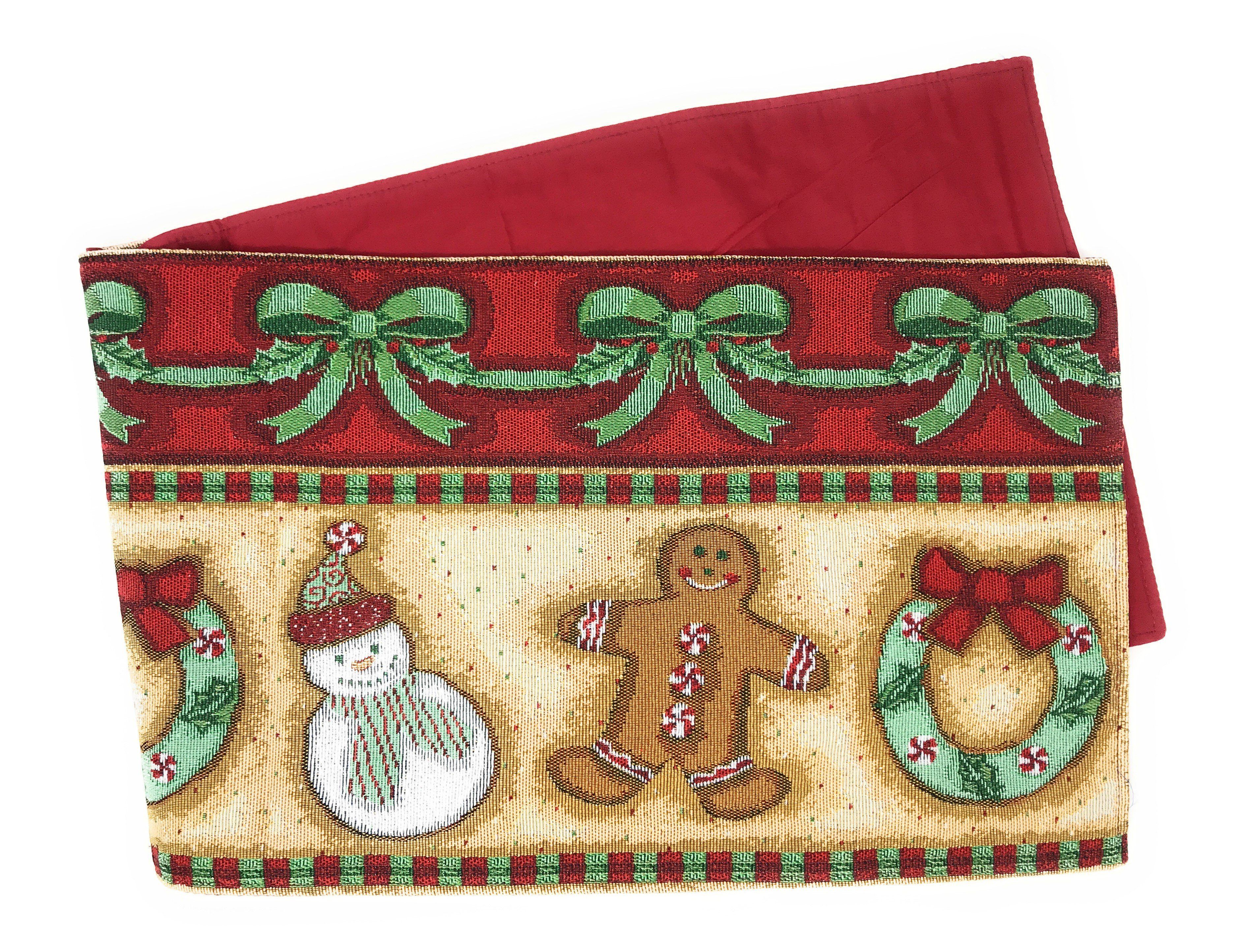 DaDa Bedding Set of 8 Pieces Gingerbread Sweets Holiday Table Tapestry - 4 Placemats, 2 Table Runners, 2 Throw Pillow Covers (12917)