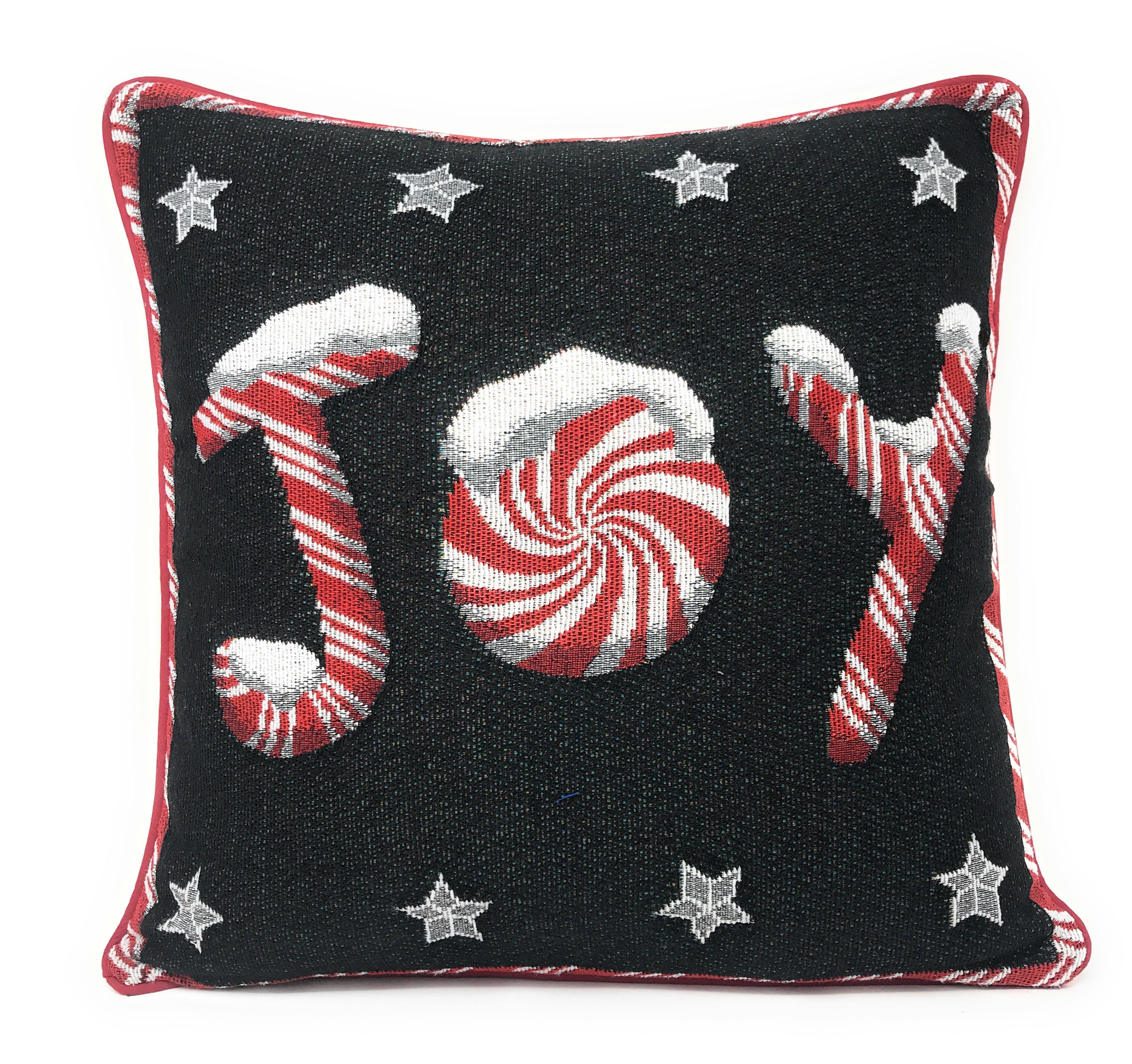 DaDa Bedding Set of 8 Pieces Peppermint Joy Holiday Table Tapestry - 4 Placemats, 2 Table Runners, 2 Throw Pillow Covers (12904)