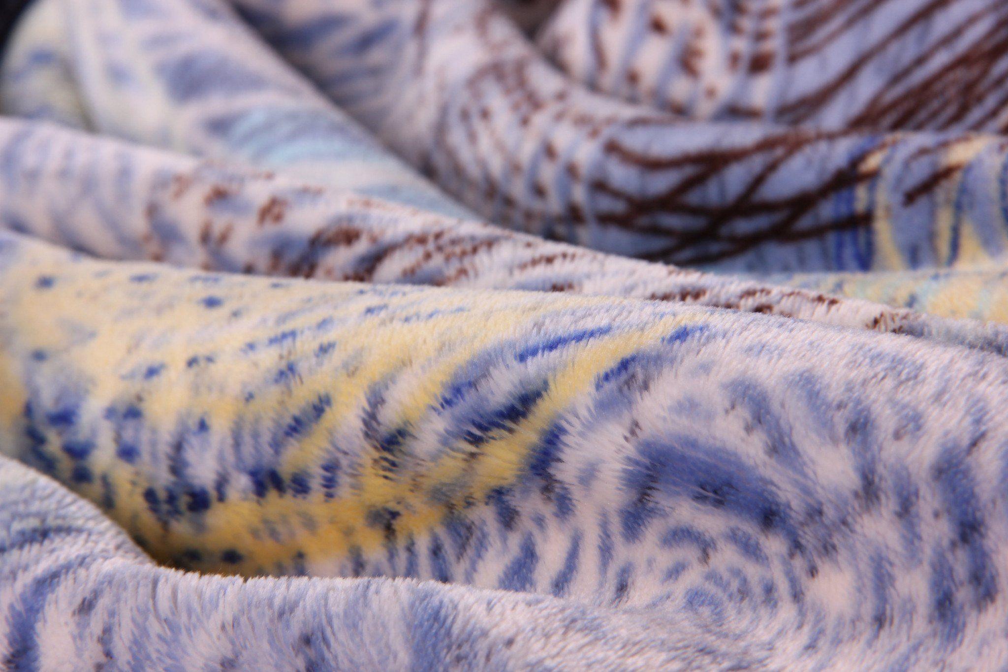 DaDa Bedding Swirly Navy Blue Lagoon Abstract Mink Flannel Fleece Throw Blanket (XY9897)