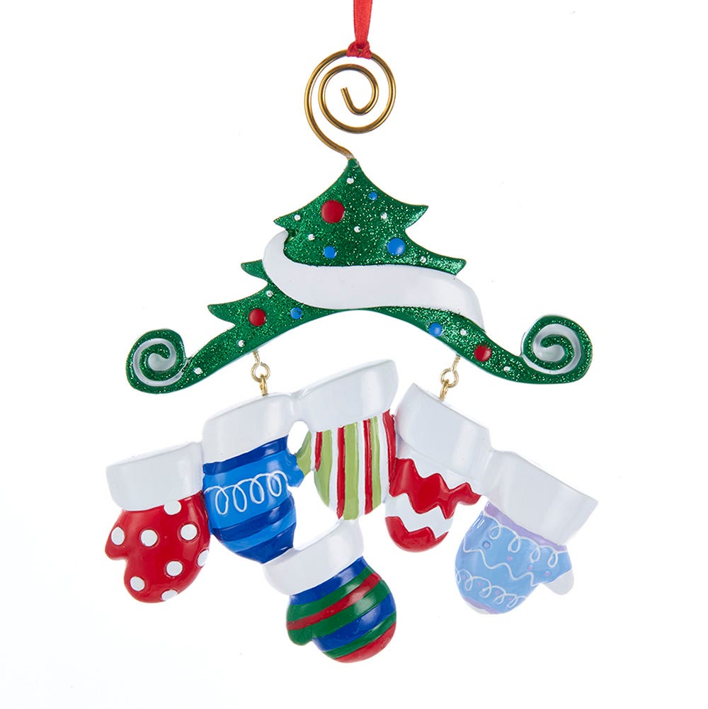 Dangling Mittens Family Ornament- Family of 6