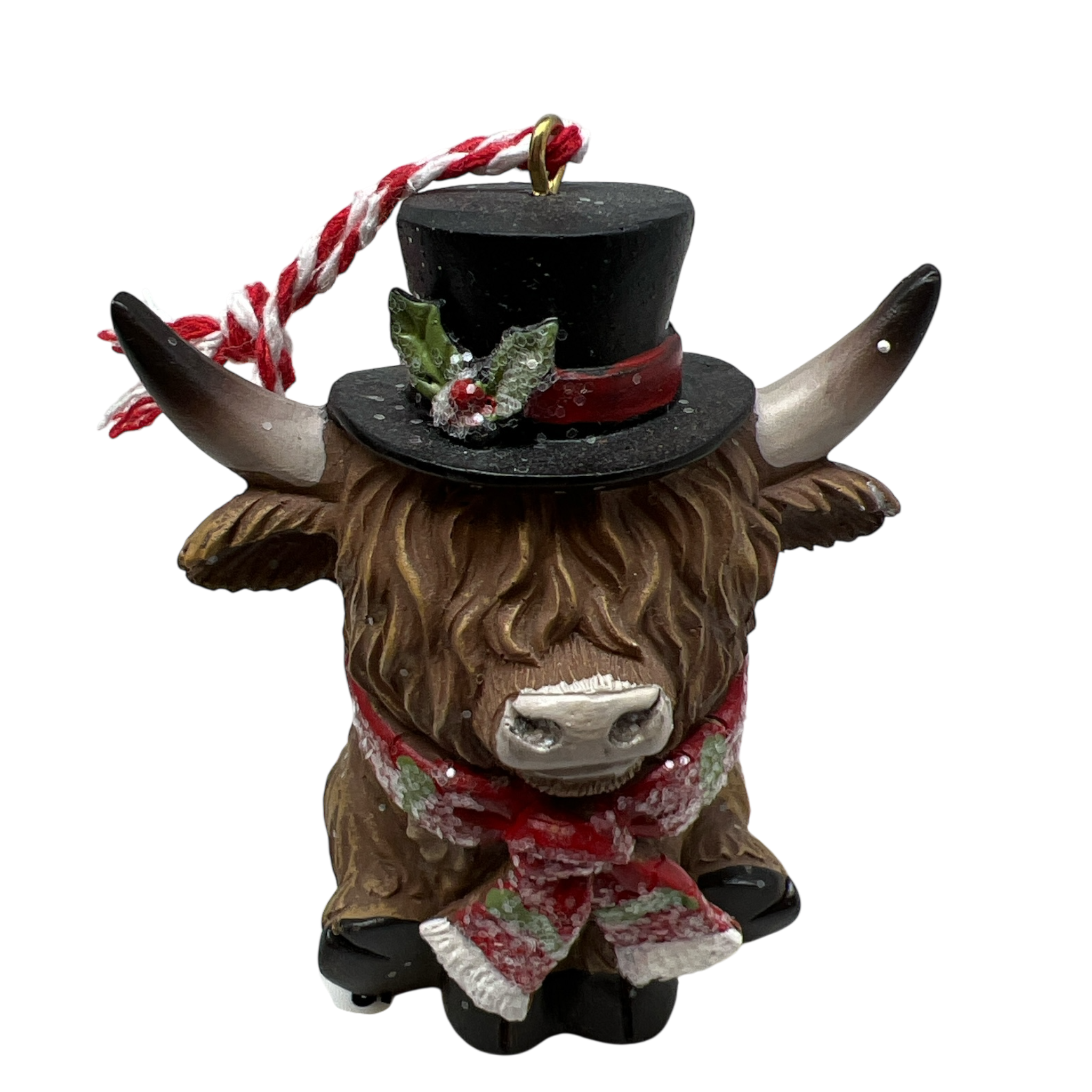 Dapper Don Highland Cow Christmas Ornament