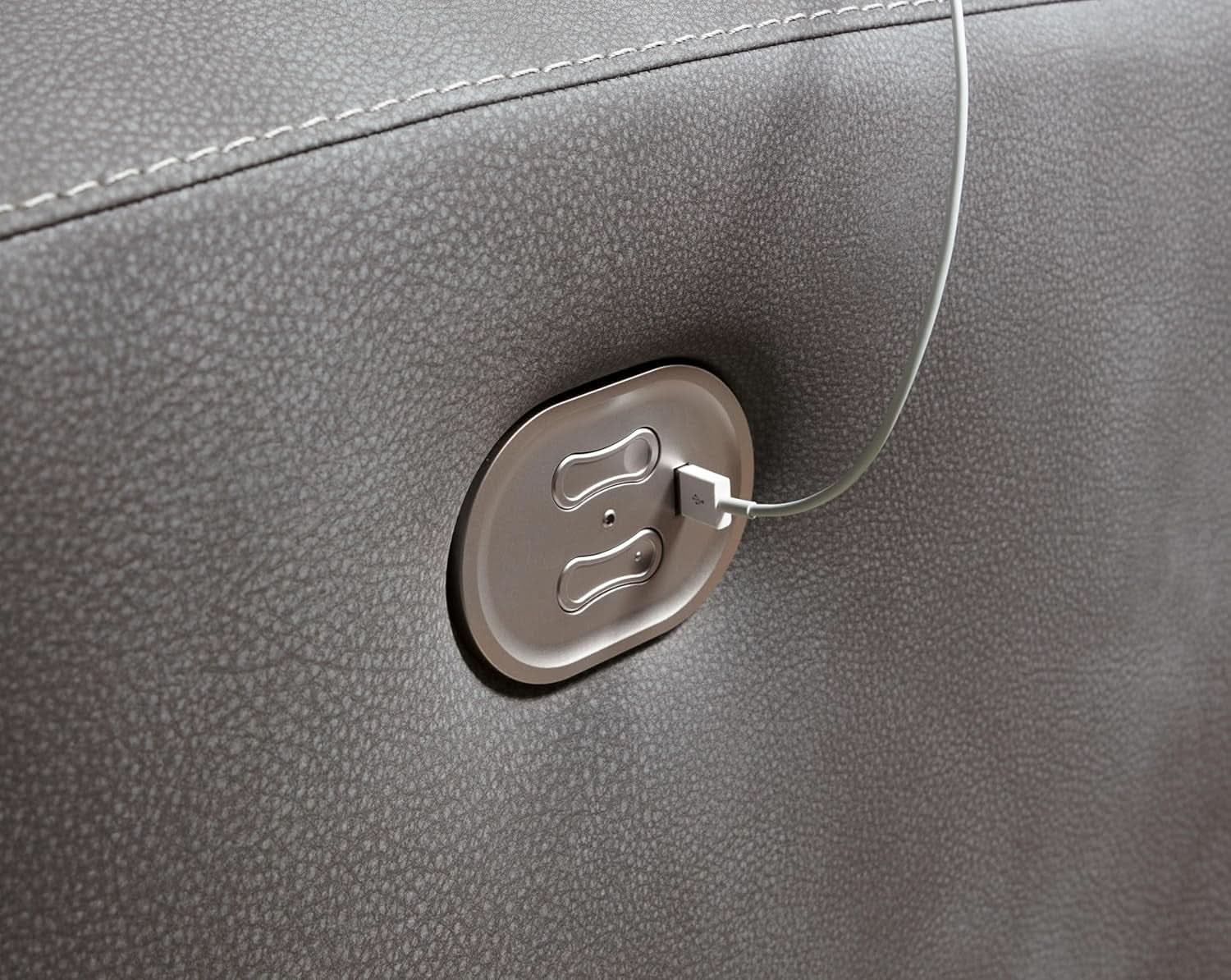 Dark Brown Faux Leather Wall Hugger Power Recliner Headrest