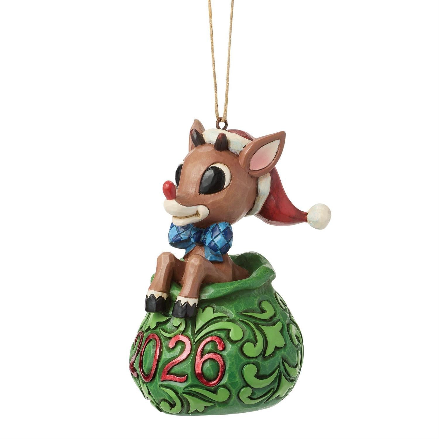 Dated 2026 Rudolph in Bag Ornament