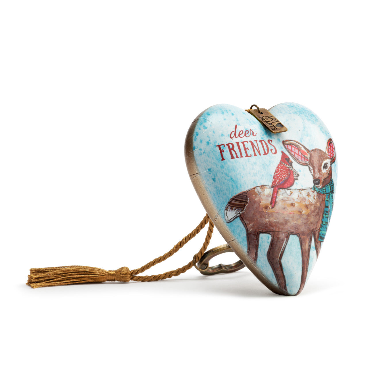 Deer Friends Art Heart Sculpture