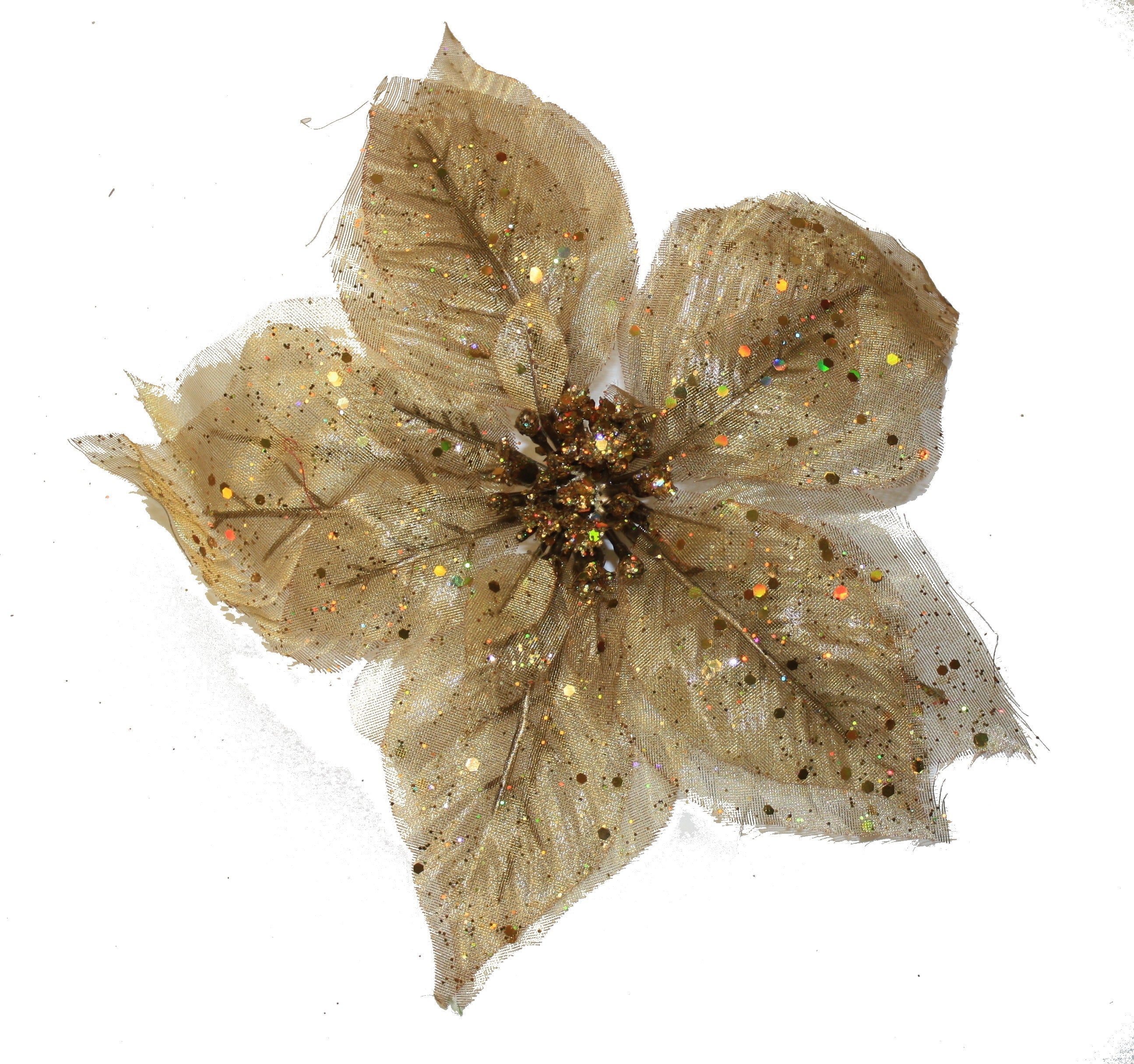 Deluxe Gold Glitter Poinsettia