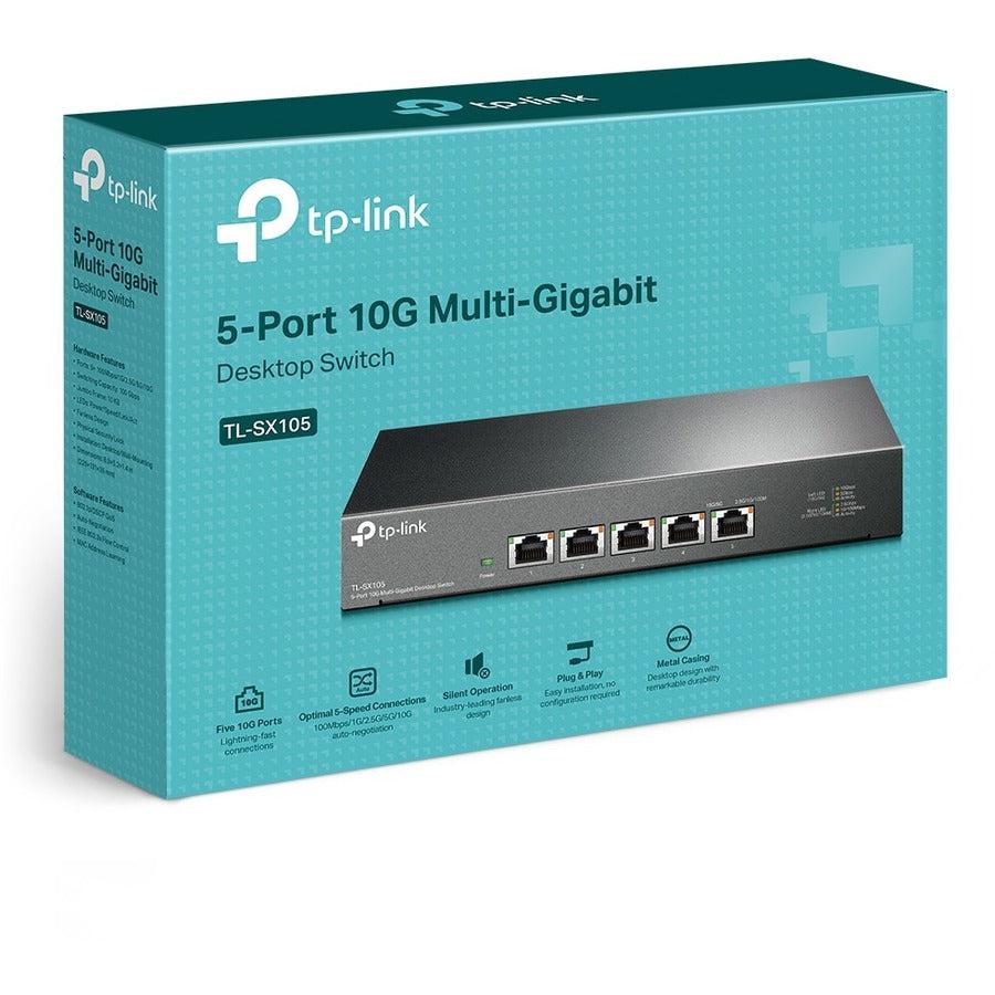 Desktop Switch 5-Port 10G - TP-Link TL-SX105 Multi-Gigabit Unmanaged Fanless Ethernet | TecISoft