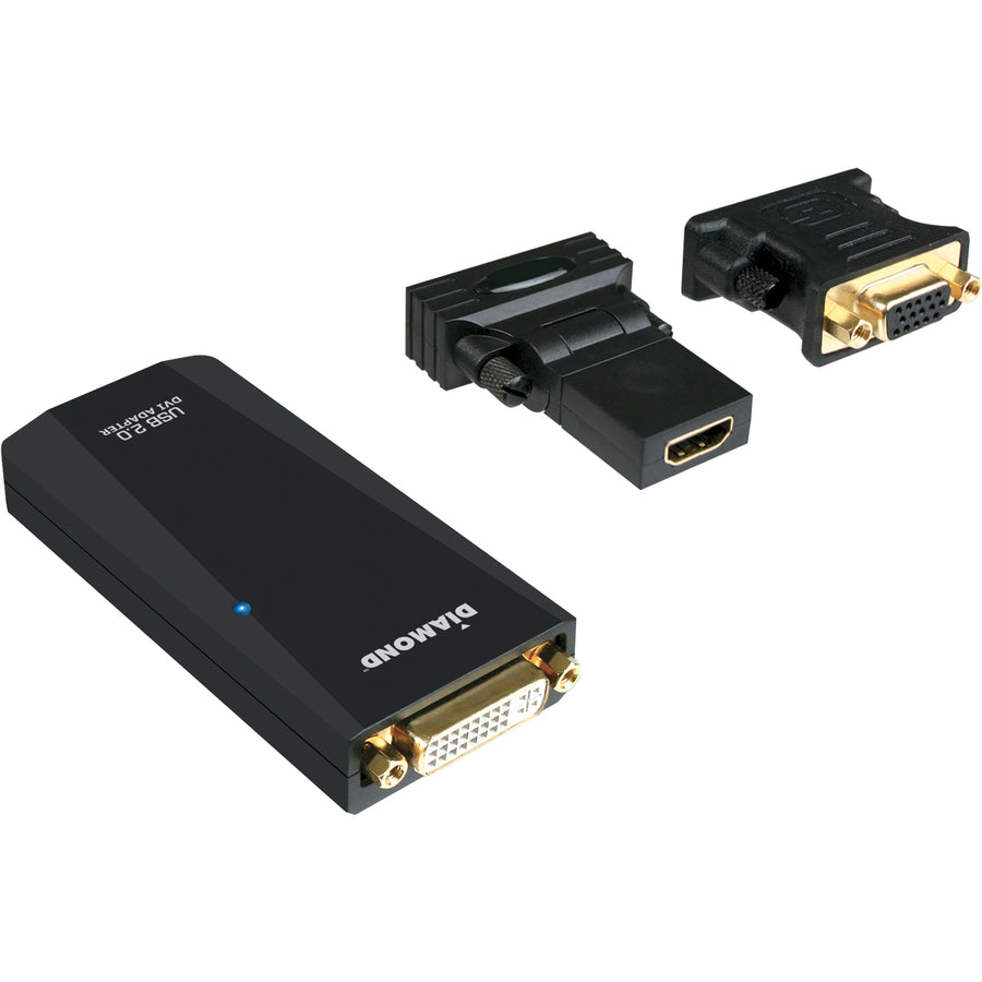 Diamond Usb 2.0 To Vga / Dvi / Hdmi Video Graphics Adapter - 1 X Female Usb - 1 X Dvi Female Video - 1920 X 1080 Supported - Black