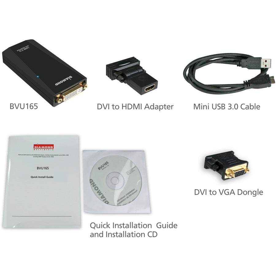Diamond Usb 2.0 To Vga / Dvi / Hdmi Video Graphics Adapter - 1 X Female Usb - 1 X Dvi Female Video - 1920 X 1080 Supported - Black